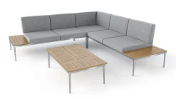 ARTELIA Basso Gartenlounge für 5 Personen, grau/naturbelassen, Edelstahl/Rope, verstellbarer Tisch, inkl. Polster und Kissen