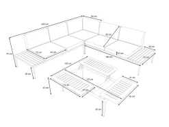 ARTELIA Basso Gartenlounge für 5 Personen, grau/naturbelassen, Edelstahl/Rope, verstellbarer Tisch, inkl. Polster und Kissen