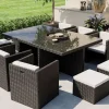ARTELIA Boreas L Garten-Essgruppe mit 6 Sesseln, schwarz, Alu/Polyrattan, inkl. Kissen & 4 Hocker