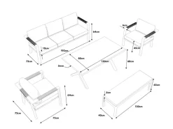 ARTELIA Danni Gartenlounge für 5 Personen, weiß/grau, Aluminium, inkl. Polster, korrosions- und witterungsbeständig