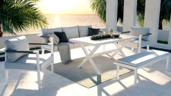 ARTELIA Danni Gartenlounge für 5 Personen, weiß/grau, Aluminium, inkl. Polster, korrosions- und witterungsbeständig