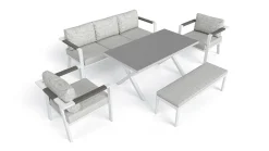 ARTELIA Danni Gartenlounge für 5 Personen, weiß/grau, Aluminium, inkl. Polster, korrosions- und witterungsbeständig
