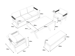 ARTELIA Danni Gartenlounge für 5 Personen, weiß/grau, Aluminium, inkl. Polster, korrosions- und witterungsbeständig