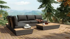 ARTELIA Delta Gartenlounge für 5 Personen mit Couchtisch, anthrazit/naturbelassen, Alu/Polywood, schmutzabweisend, inkl. Ablageflächen