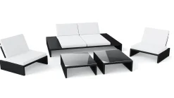 ARTELIA Estoria L Gartenlounge für 4 Personen, schwarz/weiß, Polyrattan/Glas, waschbare Bezüge, hohe Belastbarkeit
