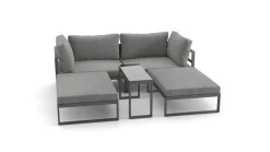 ARTELIA Geneva Gartenlounge, 5-teilig, anthrazit/grau, Alu/Glas, flexibel verstellbar