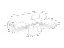 ARTELIA Geneva Gartenlounge, 5-teilig, anthrazit/grau, Alu/Glas, flexibel verstellbar