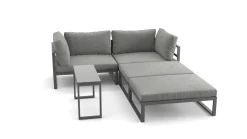 ARTELIA Geneva Gartenlounge, 5-teilig, anthrazit/grau, Alu/Glas, flexibel verstellbar