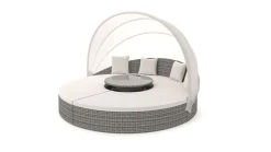 ARTELIA Hummel Plus Sonneninsel, grau/beige, Alu/Polyrattan, höhenverstellbarer Tisch, Sonnenschutz und Sichtschutz