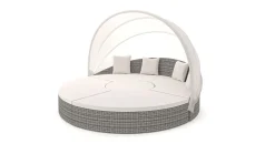 ARTELIA Hummel Plus Sonneninsel, grau/beige, Alu/Polyrattan, höhenverstellbarer Tisch, Sonnenschutz und Sichtschutz