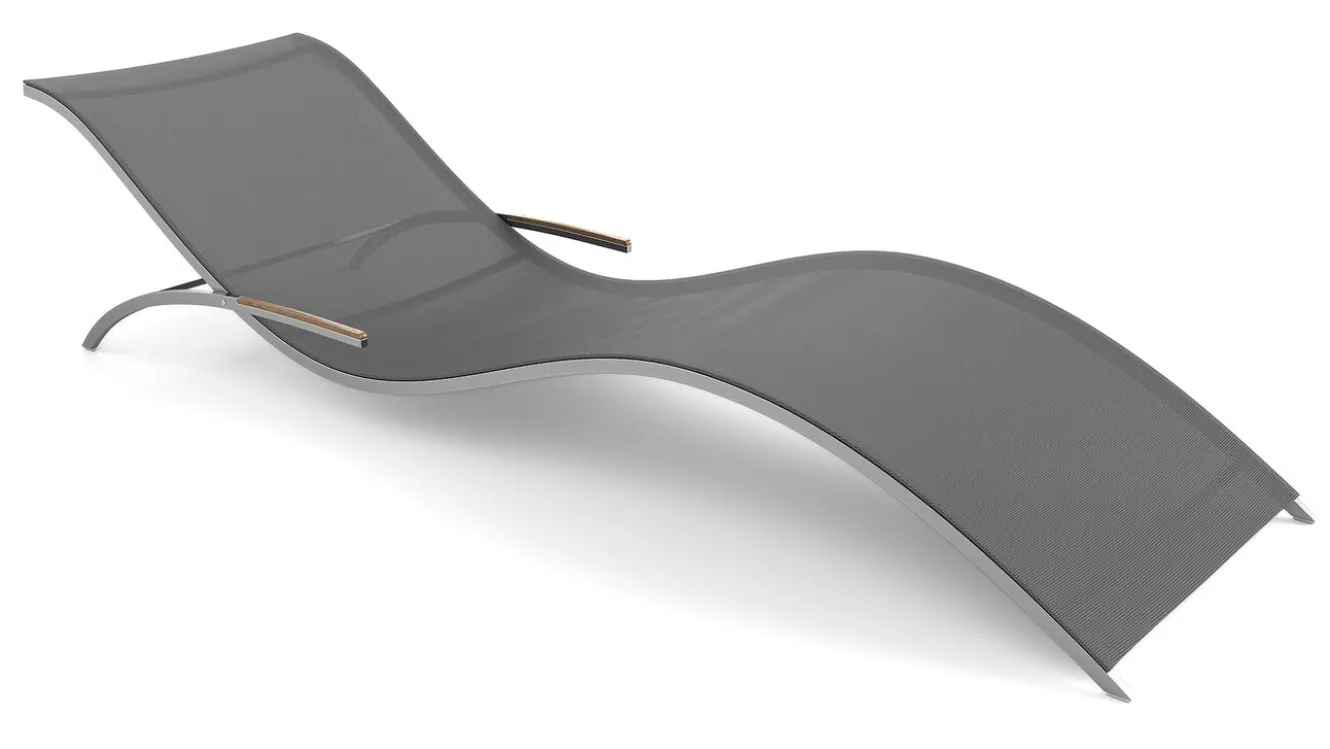 ARTELIA Luca Gartenliege, silber/anthrazit, Edelstahl/Textilene, ergonomisch, klappbare Armlehnen