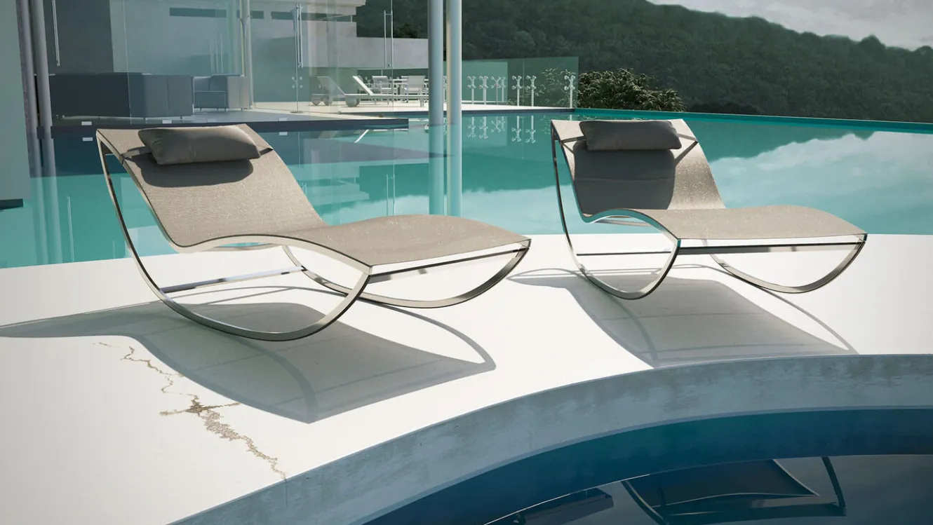 ARTELIA Martini Gartenliege, silber/anthrazit, Edelstahl/Textilene, ergonomisch, UV-Beständig, inkl. Kissen