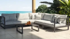 ARTELIA Matteo Corner Gartenlounge, anthrazit/grau, Alu/Polyacryl, Ecklounge inkl. Couchtisch & Kissen