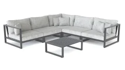 ARTELIA Matteo Corner Gartenlounge, anthrazit/grau, Alu/Polyacryl, Ecklounge inkl. Couchtisch & Kissen
