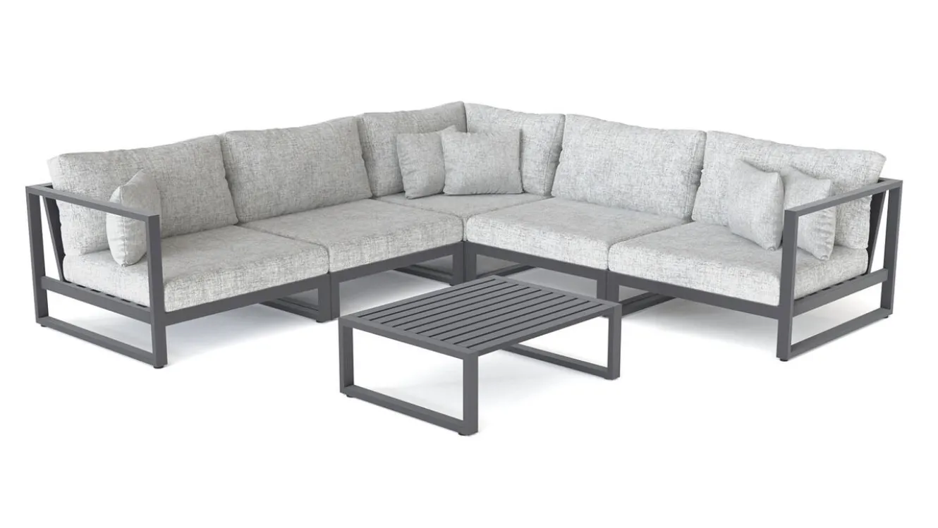 ARTELIA Matteo Corner Gartenlounge, anthrazit/grau, Alu/Polyacryl, Ecklounge inkl. Couchtisch & Kissen