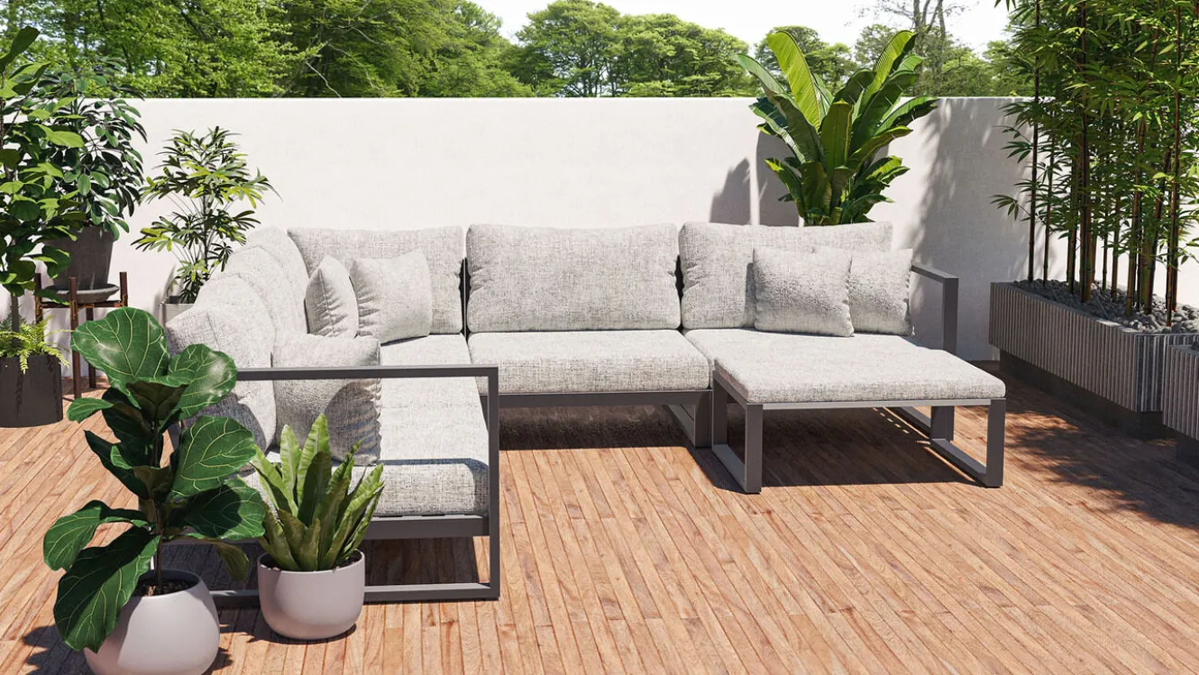 ARTELIA Matteo Corner Gartenlounge, anthrazit/grau, Alu/Polyacryl, Ecklounge inkl. Couchtisch & Kissen