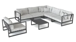 ARTELIA Matteo L Gartenlounge für 6 Personen, anthrazit/grau, Alu/Polyacryl, inkl. Couchtisch und Kissen