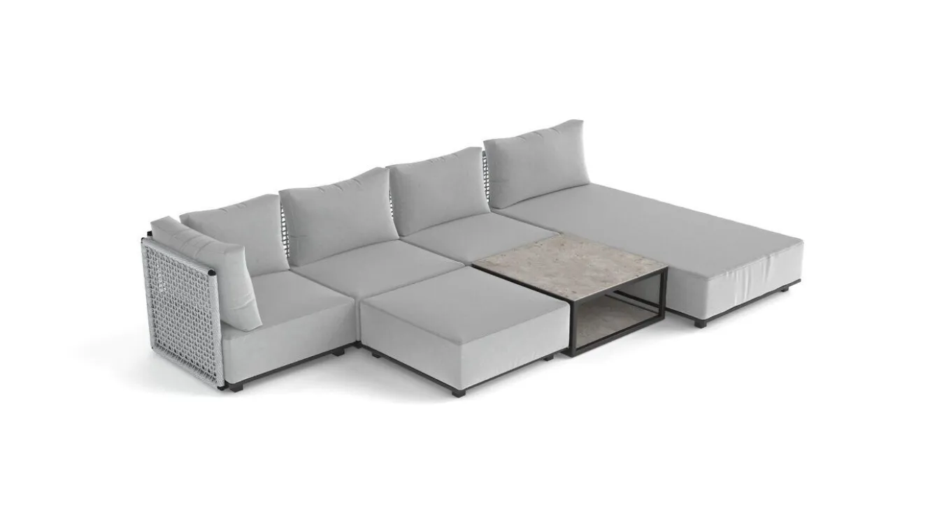 ARTELIA Misty M Gartenlounge, anthrazit/grau, Alu/Rope, vielseitig kombinierbar, mit Liegefläche