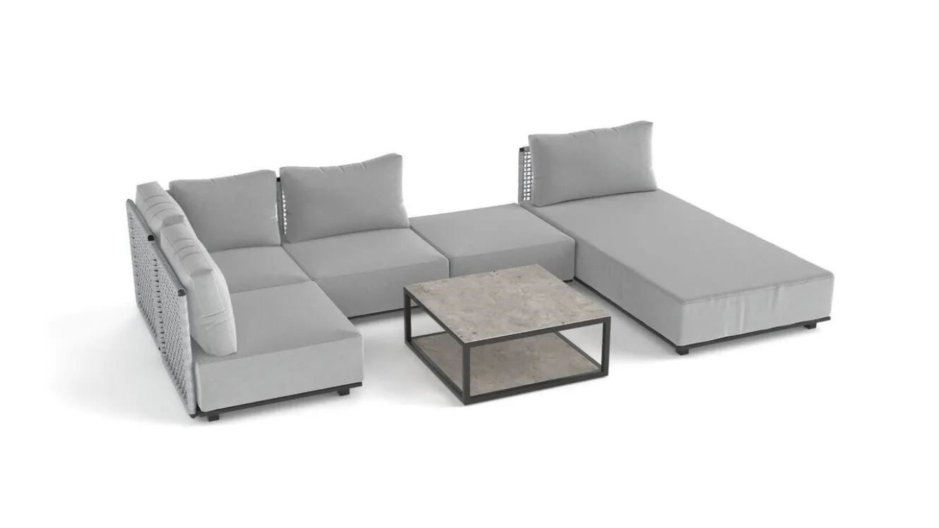ARTELIA Misty M Gartenlounge, anthrazit/grau, Alu/Rope, vielseitig kombinierbar, mit Liegefläche