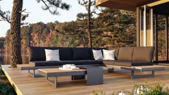 ARTELIA Monero Gartenlounge für 6 Personen, anthrazit/braun, Alu/Polywood, inkl. Couchtisch, verstellbare Rückenlehnen