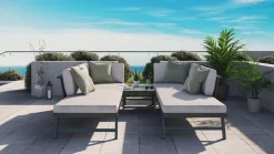 ARTELIA Morino Gartenlounge, anthrazit/grau, Alu/Polyacryl, inkl. Couchtisch, flexibel verstellbar, abnehmbare Bezüge