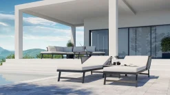 ARTELIA Morino Gartenlounge, anthrazit/grau, Alu/Polyacryl, inkl. Couchtisch, flexibel verstellbar, abnehmbare Bezüge