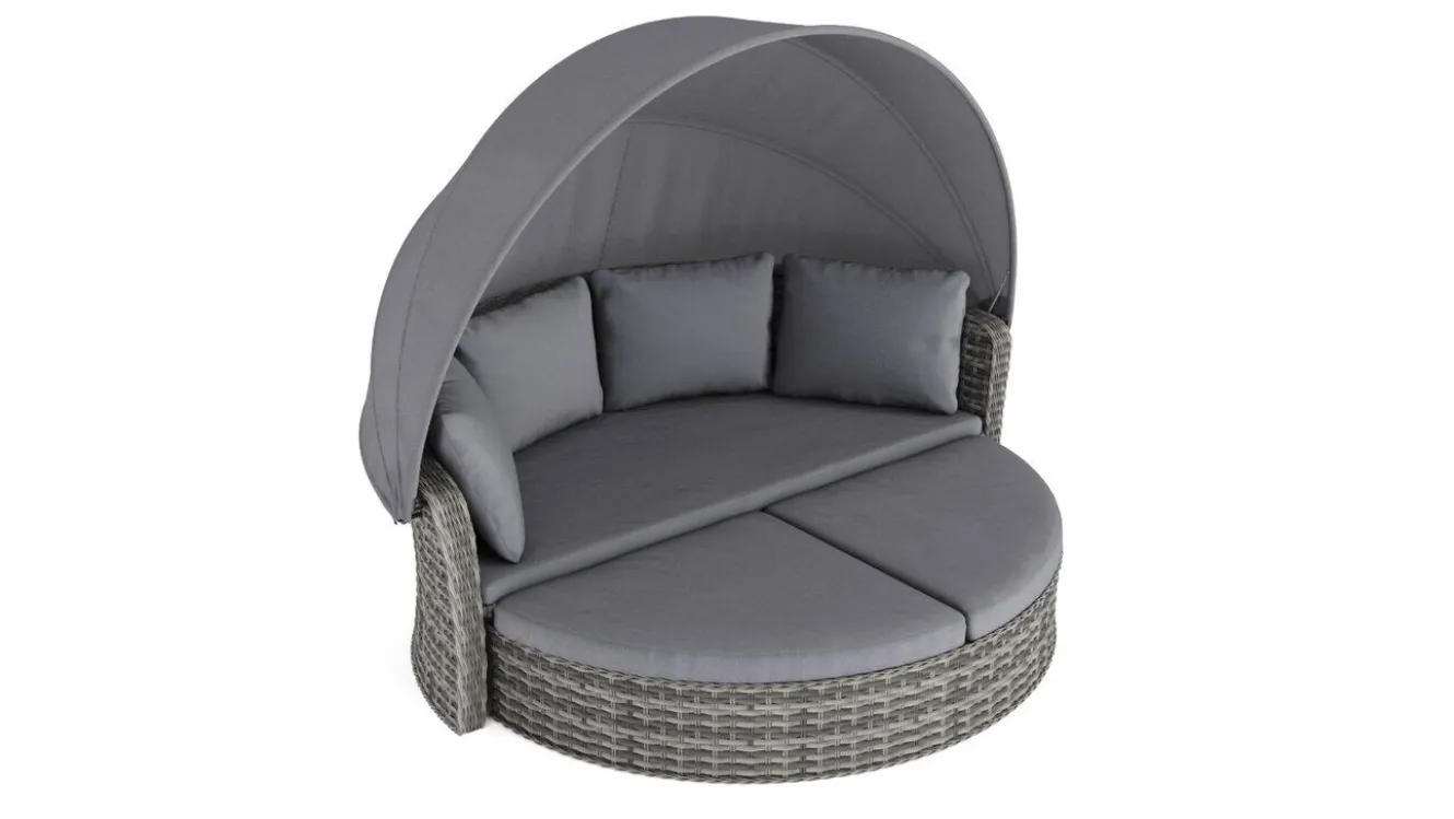 ARTELIA Oceana Sonneninsel, grau, Polyrattan/Polyacryl, mit Dach & drehbarem Hocker, Sonnenschutz und Sichtschutz