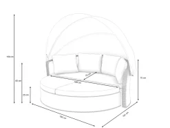 ARTELIA Oceana Sonneninsel, grau, Polyrattan/Polyacryl, mit Dach & drehbarem Hocker, Sonnenschutz und Sichtschutz