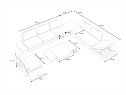 ARTELIA Odessa Gartenlounge für 5-6 Personen, anthrazit/grau, Alu/Polyacryl, inkl. verstellbarer Rückenlehne, flexibel kombinierbar