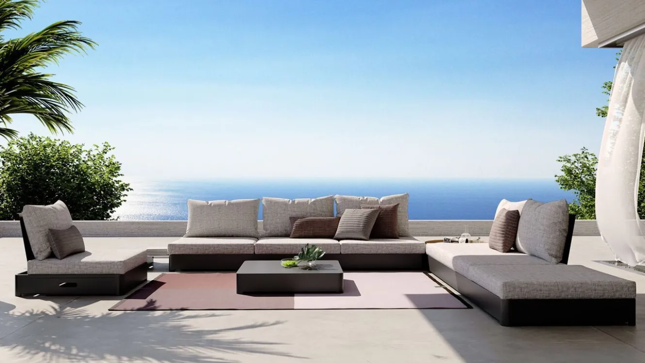 ARTELIA Odessa Gartenlounge für 5-6 Personen, anthrazit/grau, Alu/Polyacryl, inkl. verstellbarer Rückenlehne, flexibel kombinierbar