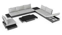 ARTELIA Odessa Gartenlounge für 5-6 Personen, anthrazit/grau, Alu/Polyacryl, inkl. verstellbarer Rückenlehne, flexibel kombinierbar