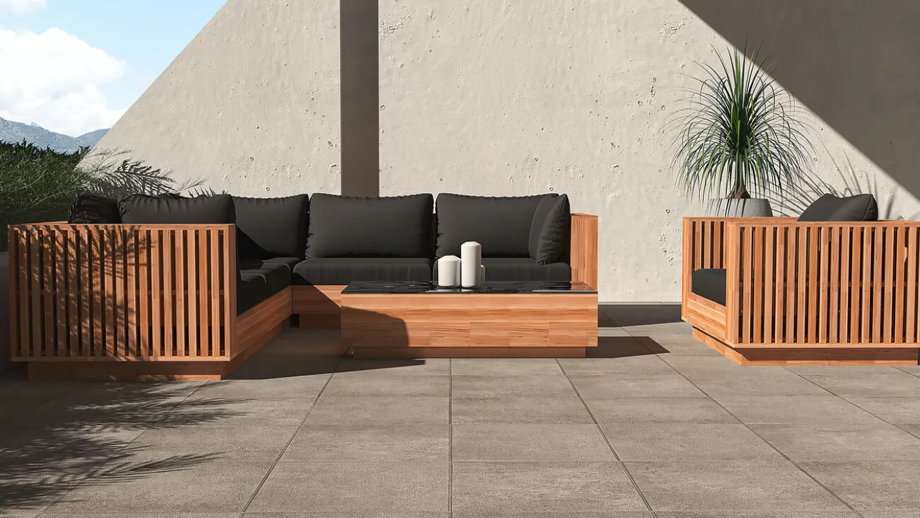 ARTELIA Piano Gartenlounge, naturbelassen/schwarz, Akazie/Glas, Ecksofa inkl. Sessel & Beistelltisch, langlebiges Material