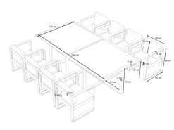 ARTELIA Ricardo Dining XL Garten-Essgruppe, anthrazit/grau, Alu/Glas, inkl. 8 Sessel