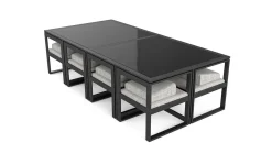 ARTELIA Ricardo Dining XL Garten-Essgruppe, anthrazit/grau, Alu/Glas, inkl. 8 Sessel