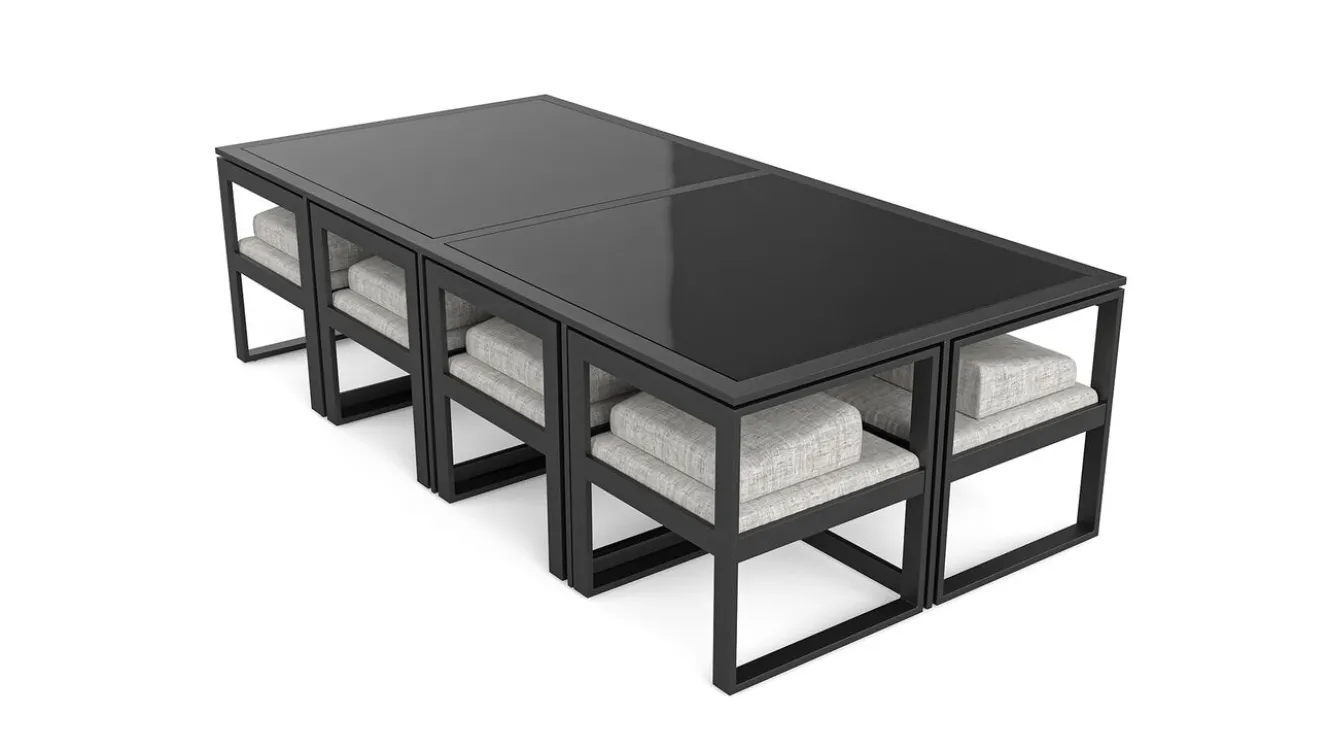 ARTELIA Ricardo Dining XL Garten-Essgruppe, anthrazit/grau, Alu/Glas, inkl. 8 Sessel