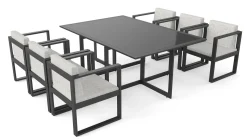 ARTELIA Ricardo Garten-Essgruppe für 6 Personen, anthrazit/grau, Alu/Glas, inkl. Tisch und Polster