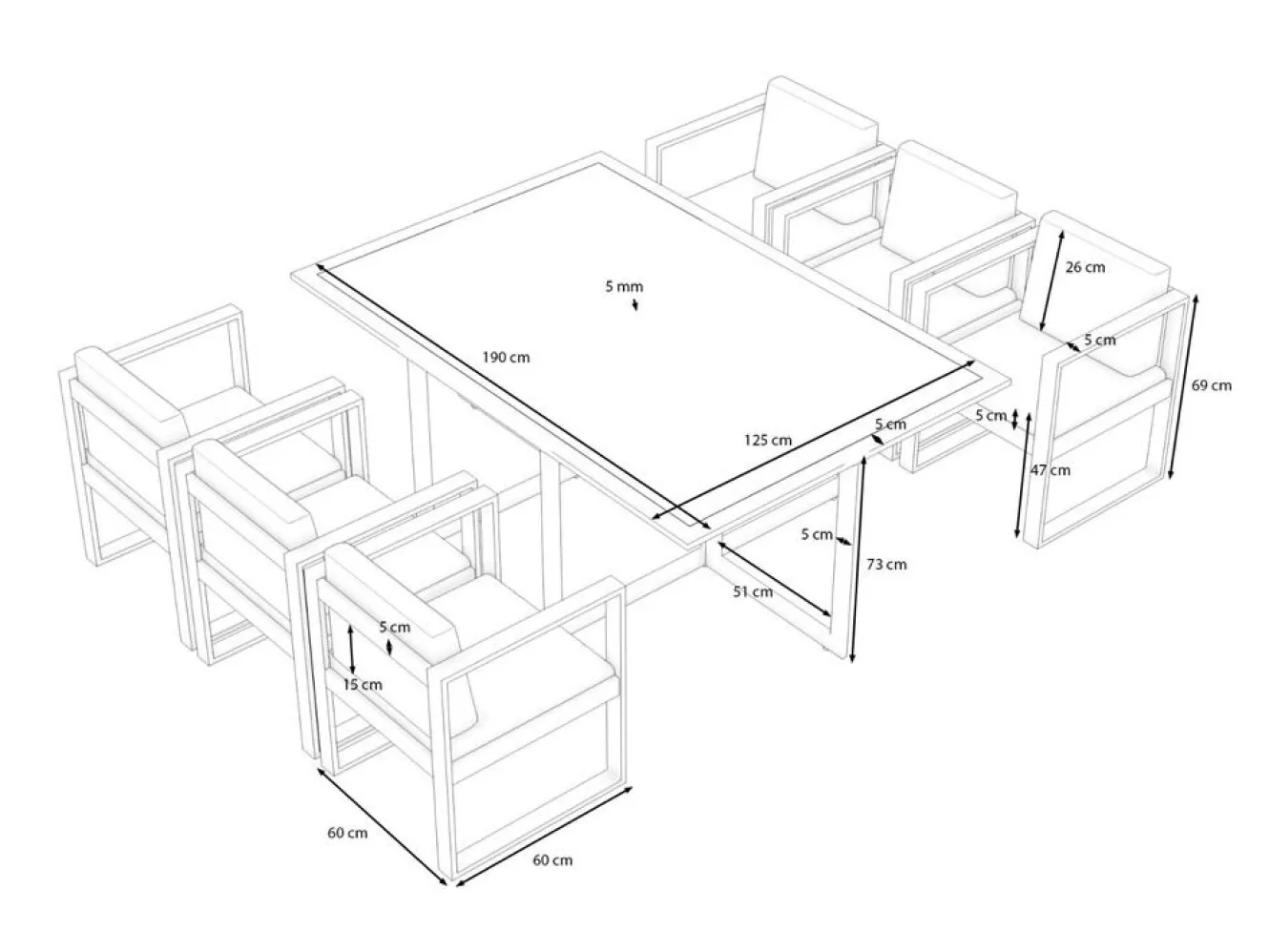 ARTELIA Ricardo Garten-Essgruppe für 6 Personen, anthrazit/grau, Alu/Glas, inkl. Tisch und Polster