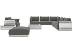 ARTELIA RN Round XL Gartenlounge für 6 Personen, weiß/grau, Aluminium, inkl. Polster, flexibel verstellbar