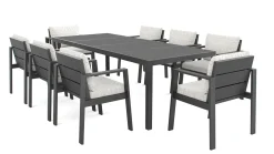 ARTELIA Rosario XL Garten-Essgruppe, anthrazit/grau, Alu/Glas, inkl. Tisch und 8 stapelbaren Stühlen