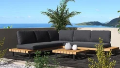 ARTELIA Sedona M Gartenlounge für 5 Personen, anthrazit/naturbelassen, Aluminium/Akazie, inkl. Polster, robust & wetterfest