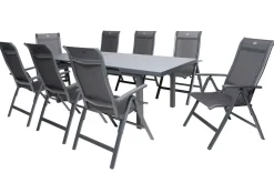 HARTMAN Alice Comfort Garten-Essgruppe, xerix, Alu/Textilene, Tisch 180/240x100cm, 8 Klappstühle