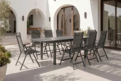 HARTMAN Alice Comfort Garten-Essgruppe, xerix, Alu/Textilene, Tisch 180/240x100cm, 8 Klappstühle