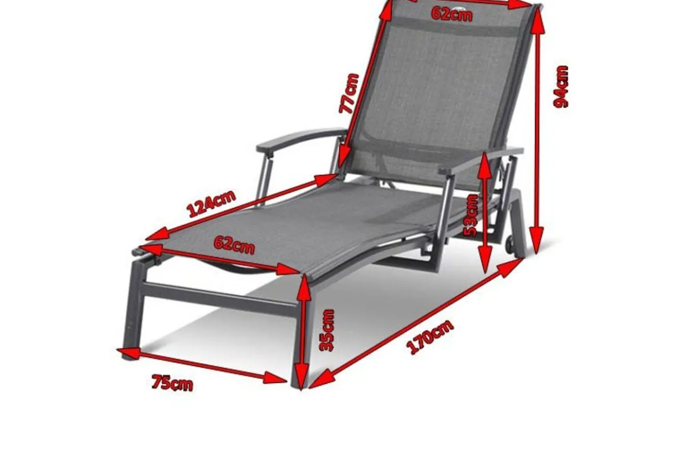 HARTMAN Alice Comfort Rollliege, xerix/anthrazit, Alu/Textilene, 170x75x35cm