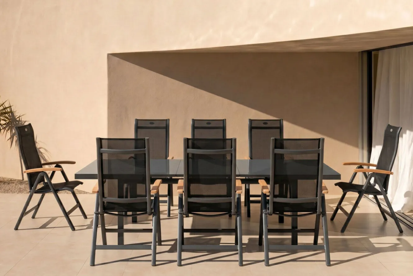 HARTMAN Alice Garten-Essgruppe, 8 Personen, ausziehbar, 180-240cm, Alu/Textilene, Klappstühle