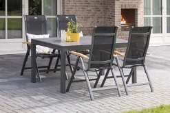HARTMAN Alice Garten-Essgruppe, xerix/natur, Alu/Teak, 4x4 Textilen, 4 Hochlehner, 260/160x90cm