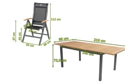 Hartman Alice Garten-Essgruppe, 6 Personen, ausziehbarer Tisch 150–210 cm, Aluminium/Teakholz FSC®-zertifiziert