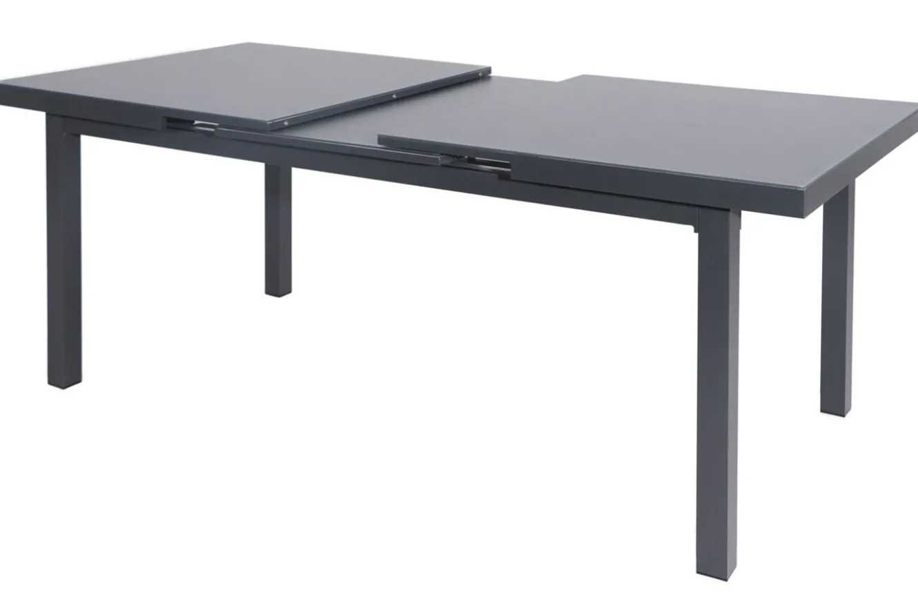HARTMAN Alice Garten-Essgruppe, xerix/anthrazit, Alu/Sicherheitsglas/2x2 Textilen, 180/240x100 cm, 6 Klappstühle, ausziehbar