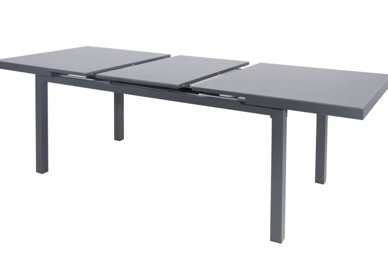 HARTMAN Alice Garten-Essgruppe, xerix/anthrazit, Alu/Sicherheitsglas/2x2 Textilen, 180/240x100 cm, 6 Klappstühle, ausziehbar