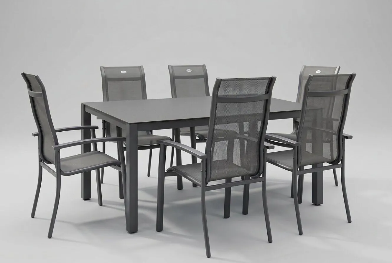 HARTMAN Alice Garten-Essgruppe, xerix/anthrazit, Alu/Textil, 160x95 cm, 6 Stapelsessel