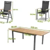 HARTMAN Alice Garten-Essgruppe, xerix/natur, Alu/Teak, 4x4 Textilene, 2 Klappstühle, 4 Stapelsessel, 150/210x90cm
